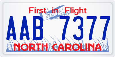 NC license plate AAB7377