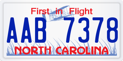 NC license plate AAB7378