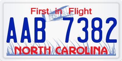 NC license plate AAB7382