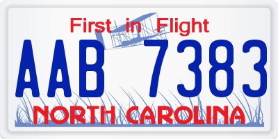 NC license plate AAB7383