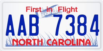 NC license plate AAB7384