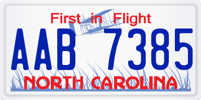 NC license plate AAB7385