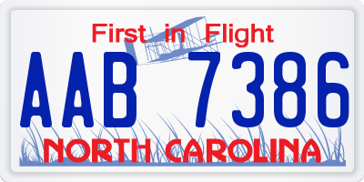 NC license plate AAB7386