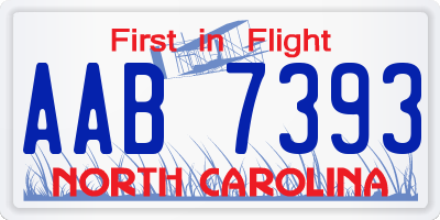 NC license plate AAB7393