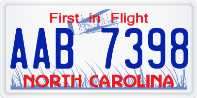 NC license plate AAB7398