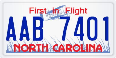 NC license plate AAB7401