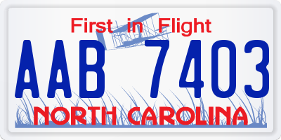 NC license plate AAB7403