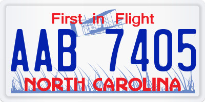 NC license plate AAB7405