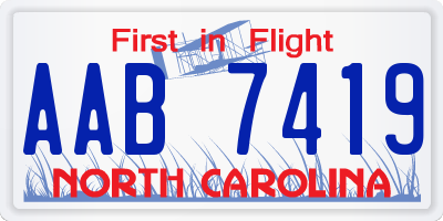 NC license plate AAB7419