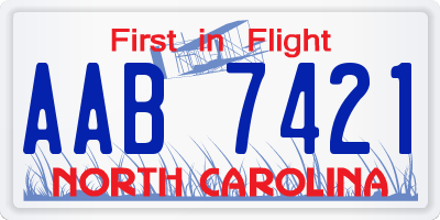 NC license plate AAB7421
