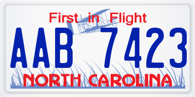 NC license plate AAB7423