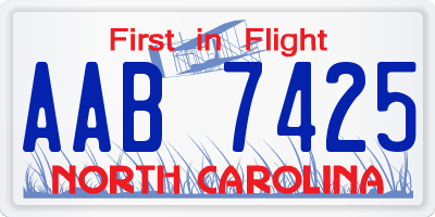 NC license plate AAB7425