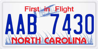 NC license plate AAB7430