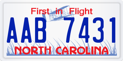 NC license plate AAB7431