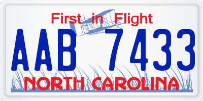 NC license plate AAB7433