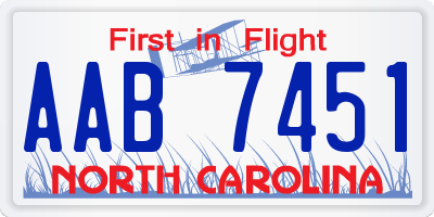 NC license plate AAB7451