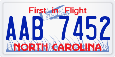 NC license plate AAB7452