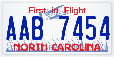 NC license plate AAB7454