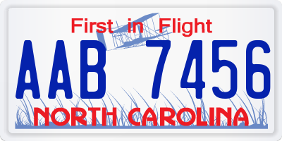 NC license plate AAB7456