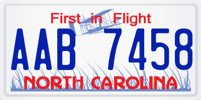 NC license plate AAB7458