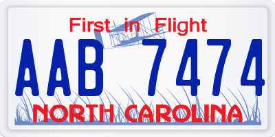 NC license plate AAB7474