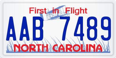 NC license plate AAB7489