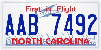 NC license plate AAB7492