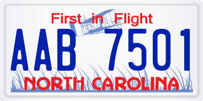 NC license plate AAB7501