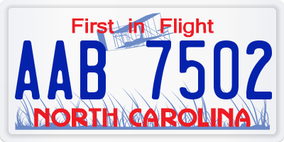 NC license plate AAB7502