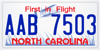 NC license plate AAB7503