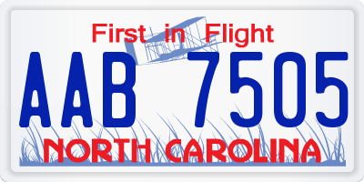 NC license plate AAB7505