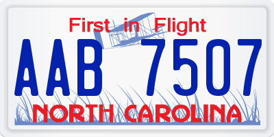 NC license plate AAB7507