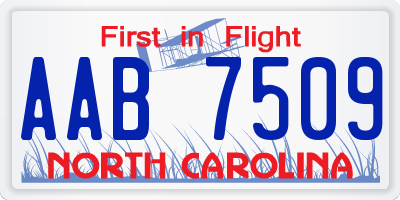 NC license plate AAB7509