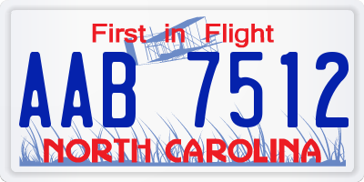 NC license plate AAB7512