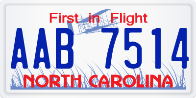 NC license plate AAB7514