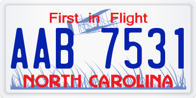 NC license plate AAB7531