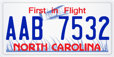 NC license plate AAB7532
