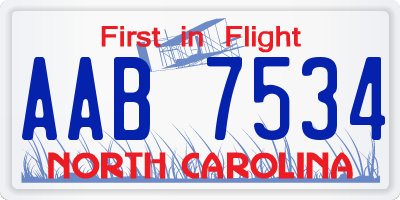 NC license plate AAB7534