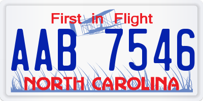 NC license plate AAB7546