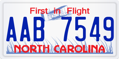 NC license plate AAB7549