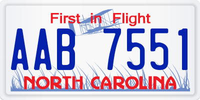 NC license plate AAB7551