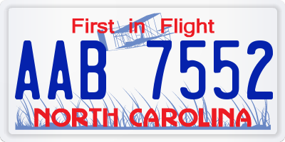 NC license plate AAB7552
