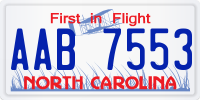 NC license plate AAB7553