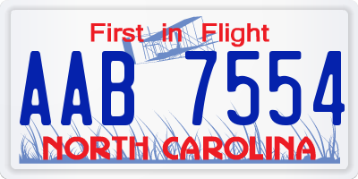 NC license plate AAB7554