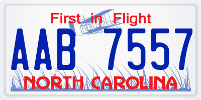 NC license plate AAB7557
