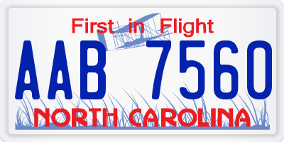NC license plate AAB7560