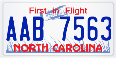 NC license plate AAB7563