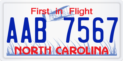 NC license plate AAB7567