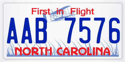 NC license plate AAB7576