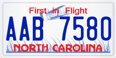 NC license plate AAB7580